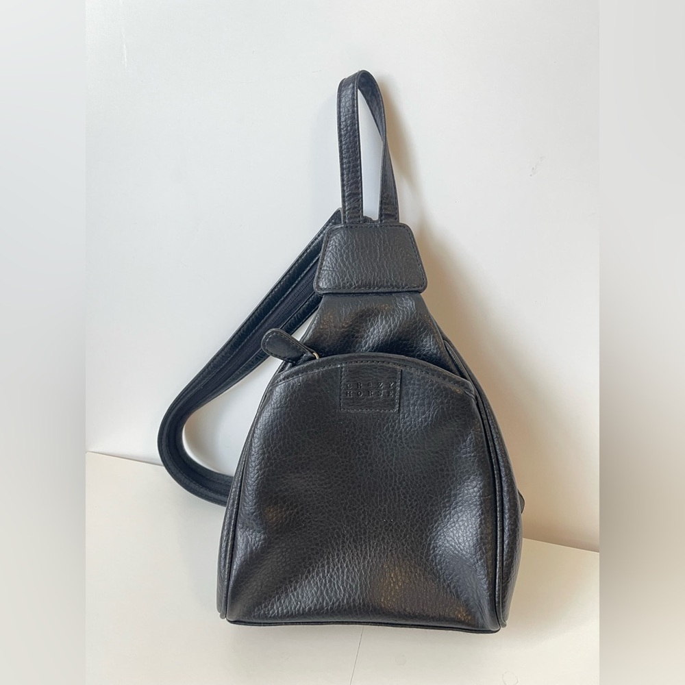 Crazy Horse Faux Leather Sling‎ Bag Mini Backpack